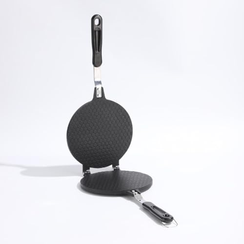 Eculcki プレス パンケーキメーカー パンケーキマシン エッグロール型 オムレツメーカー ベーキングパン クリスプブレッドメーカー トースター スナック 直火 防錆 使いやすくお手入れ簡単 調理パン オムレツパン DIY 調理 業務用 家庭用 (17cm(420g),A)